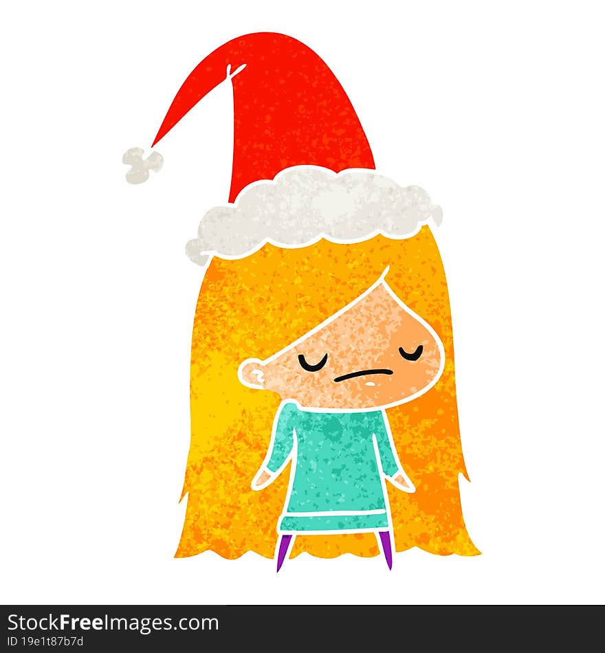 christmas retro cartoon of kawaii girl