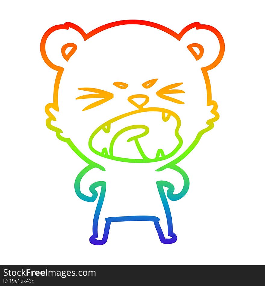 rainbow gradient line drawing angry cartoon polar bear