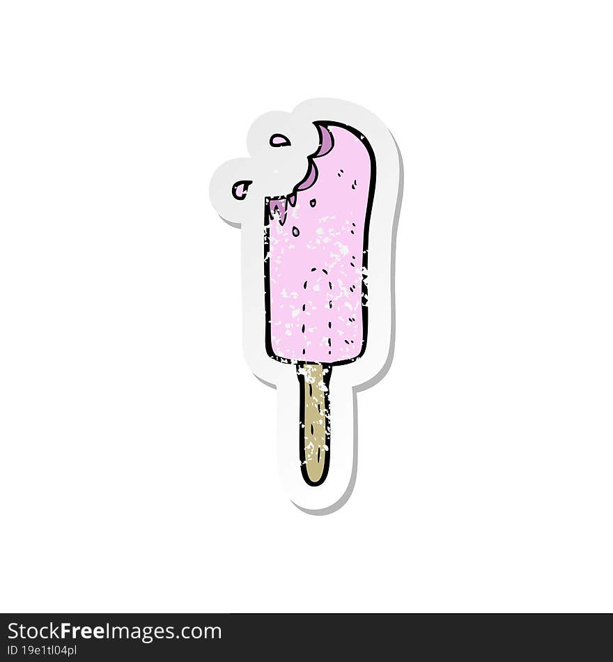 Retro Distressed Sticker Of A Cartoon Ice Lolly