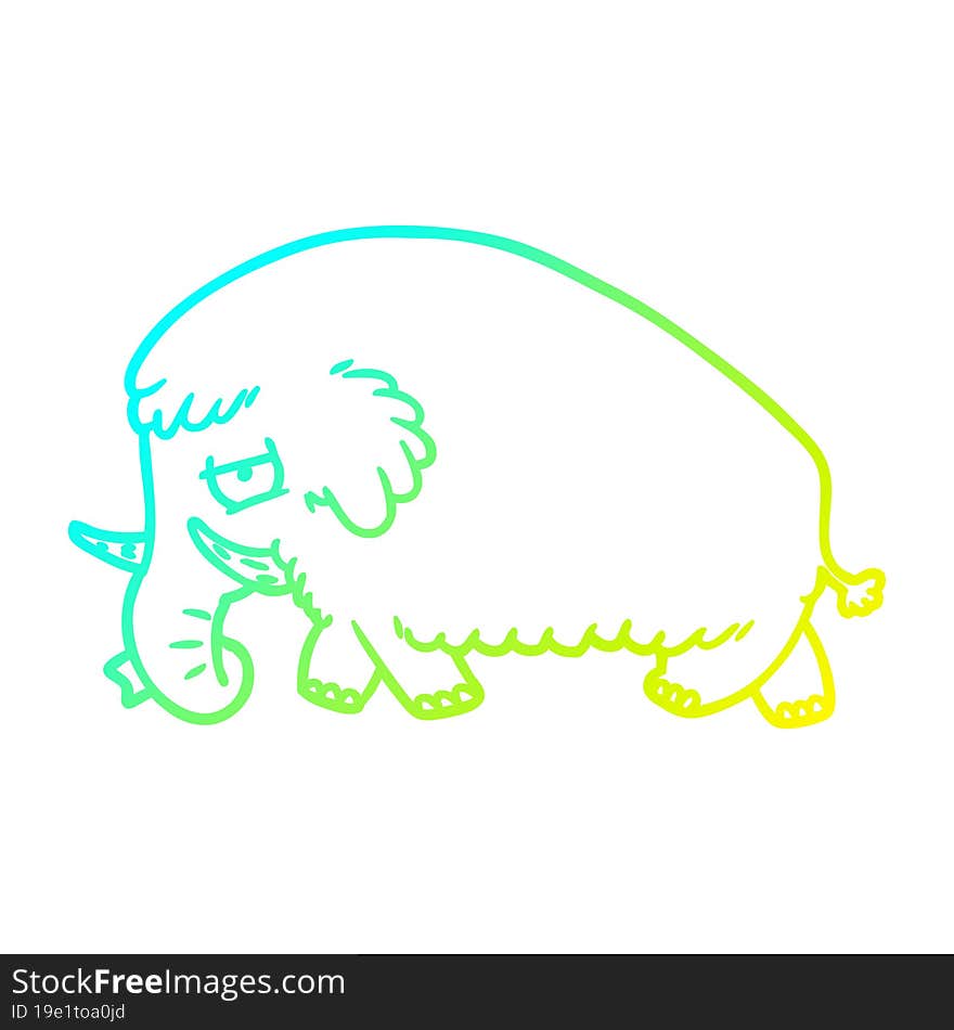 Cold Gradient Line Drawing Cartoon Mammoth