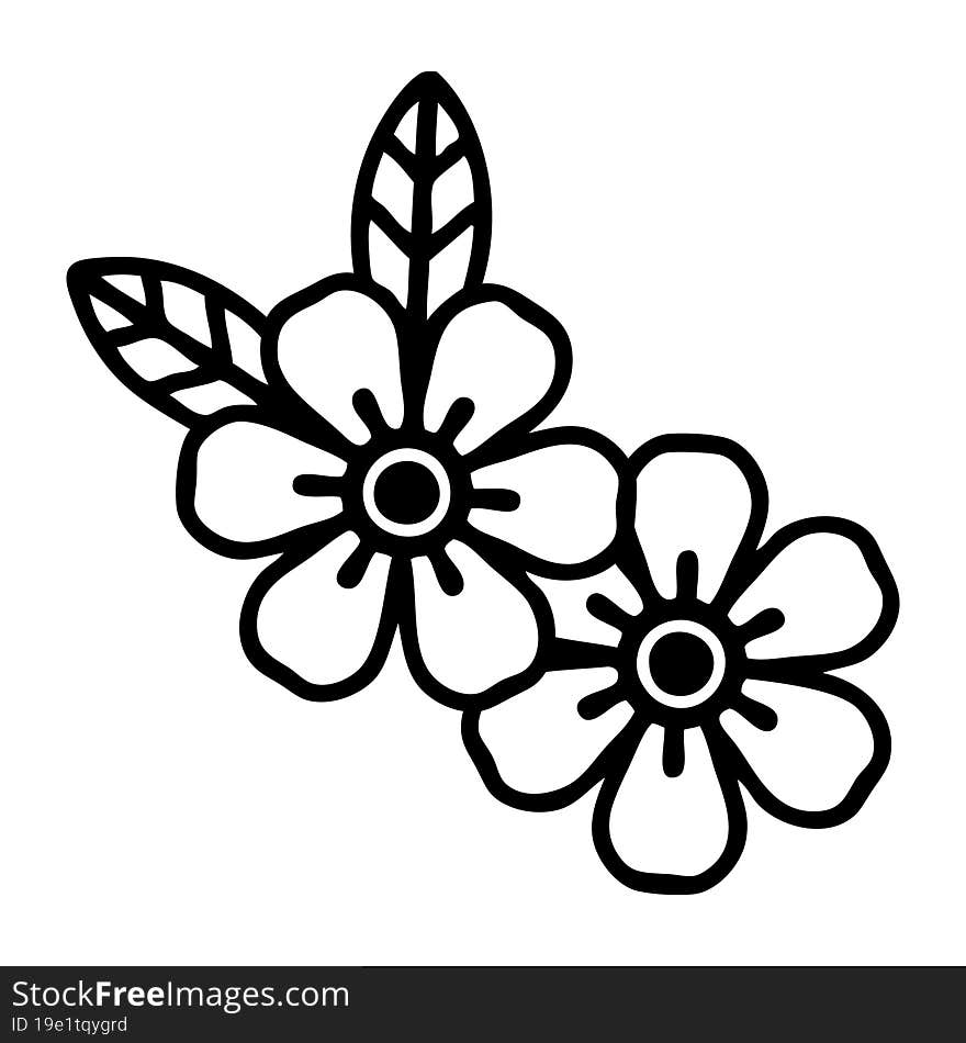 black line tattoo of a flower