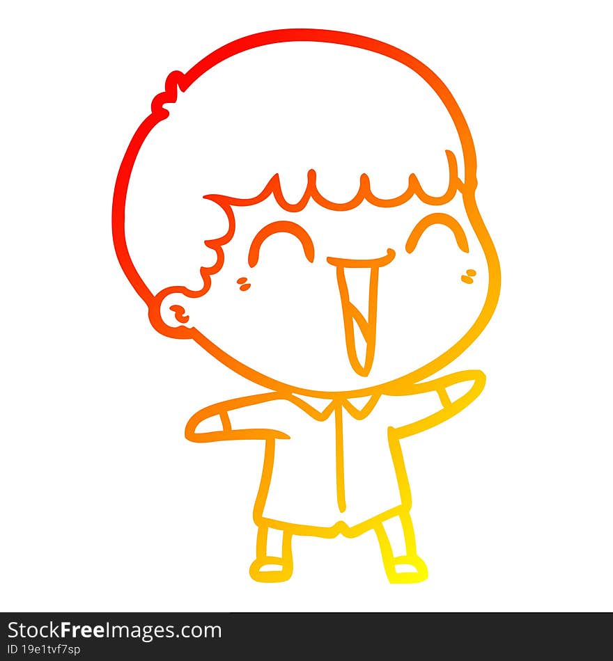 warm gradient line drawing of a cartoon happy man