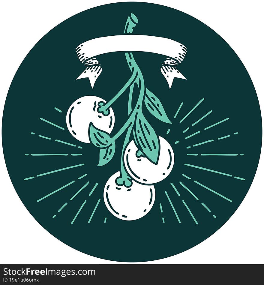 Icon Of Tattoo Style Mistletoe Berries