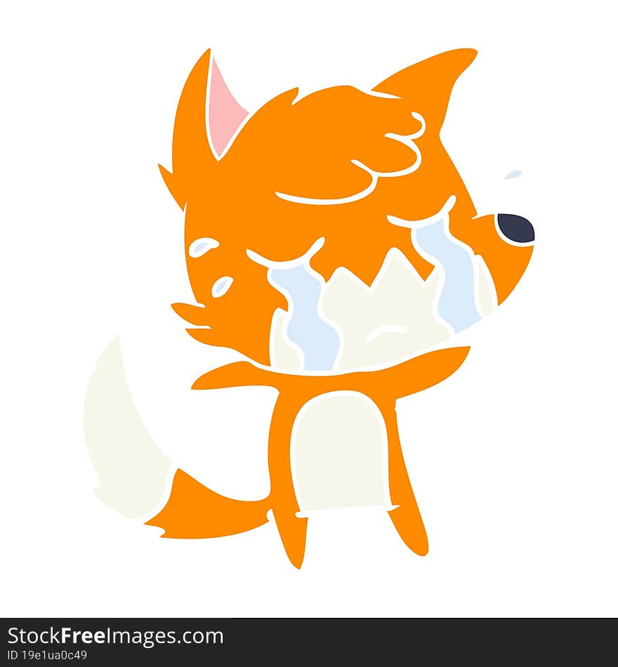 crying fox flat color style cartoon