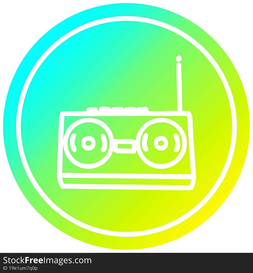 radio cassette player circular in cold gradient spectrum