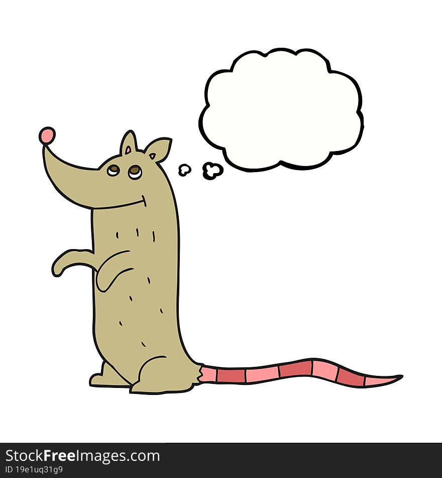 freehand drawn thought bubble cartoon rat