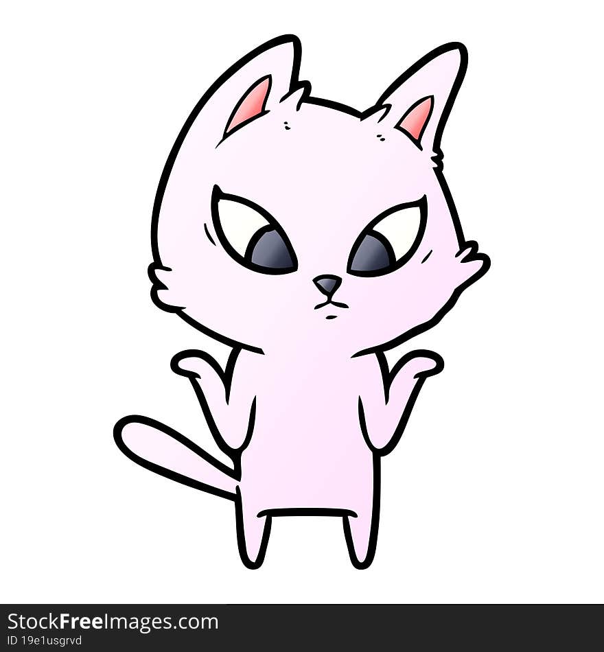 confused cartoon cat shrugging shoulders. confused cartoon cat shrugging shoulders