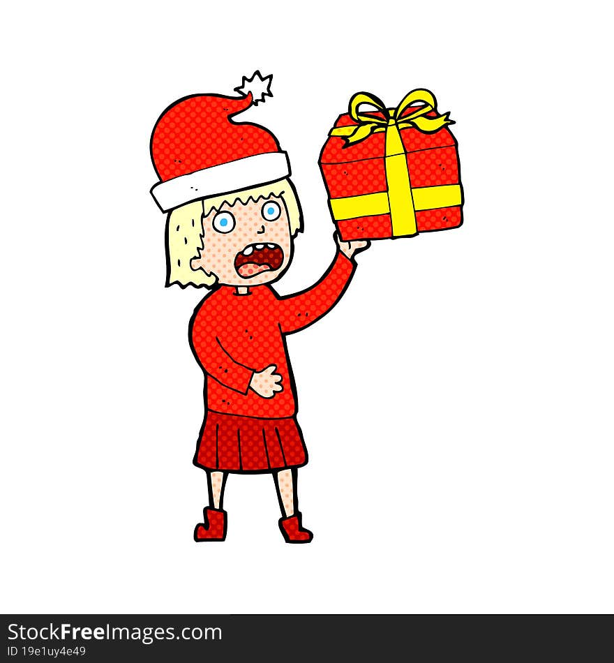 cartoon woman getting ready for christmas