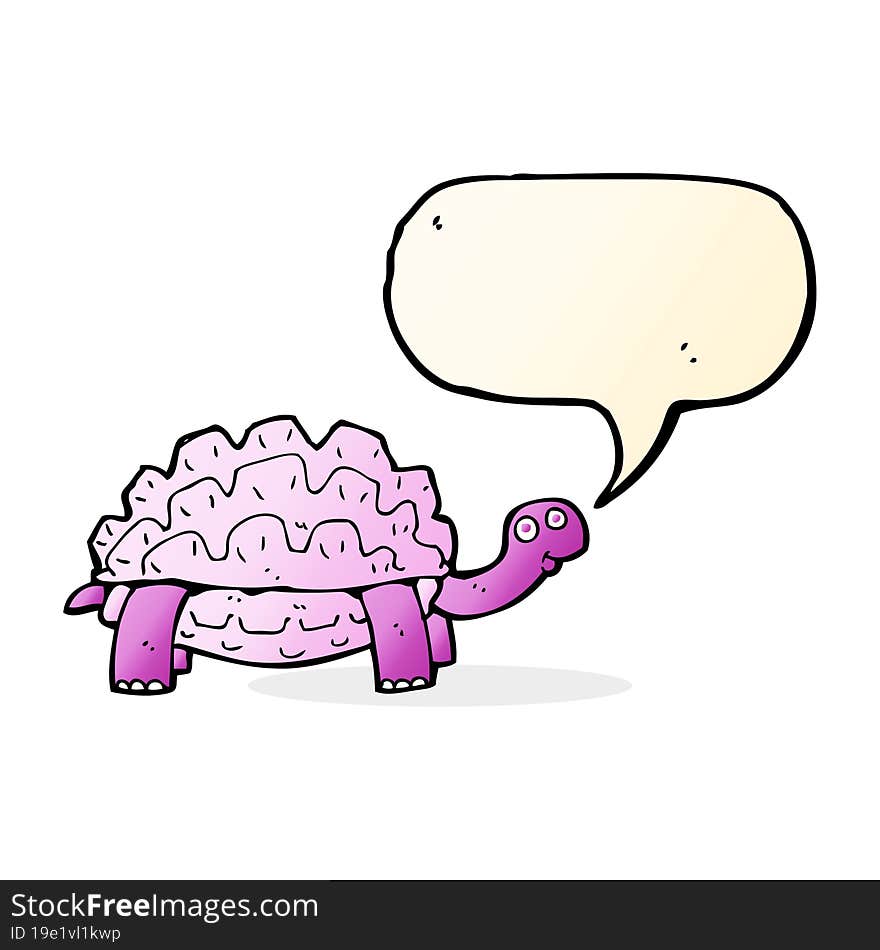 Cartoon Tortoise With Speech Bubble