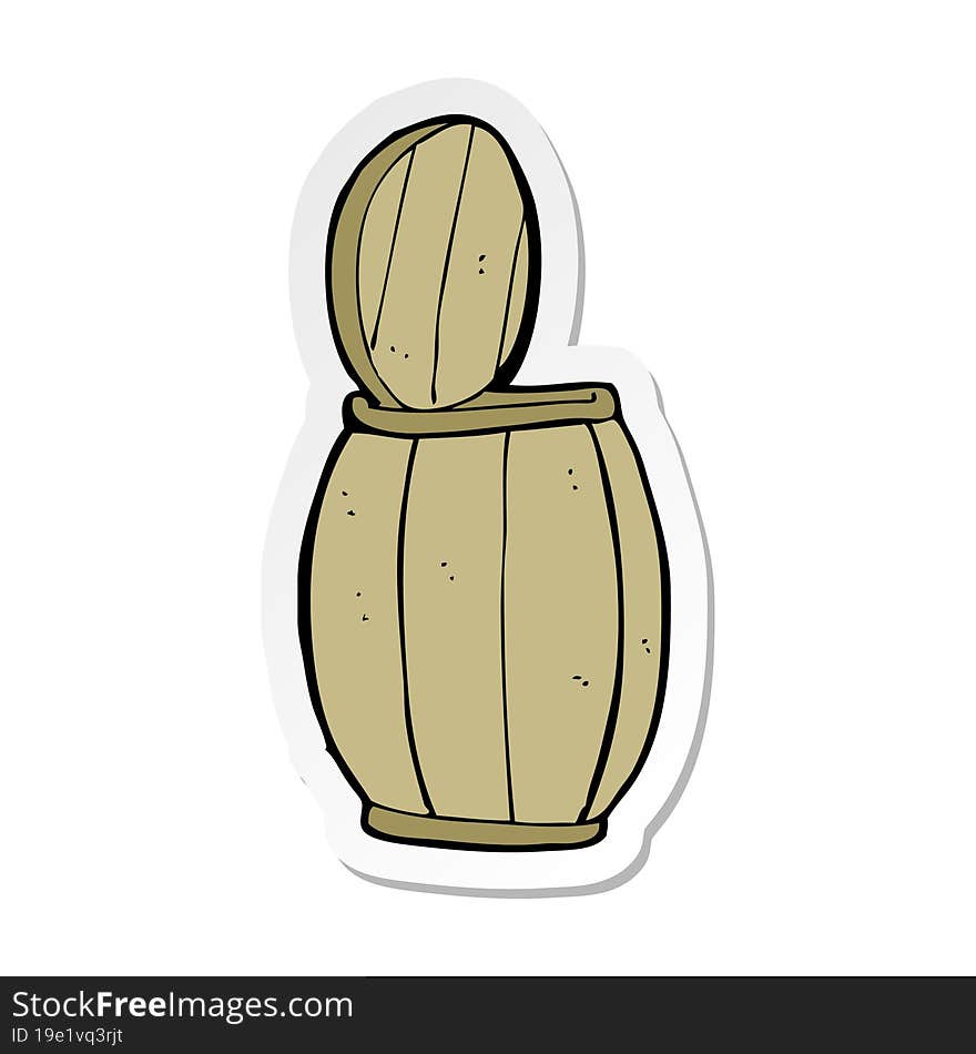 sticker of a cartoon beer barrel