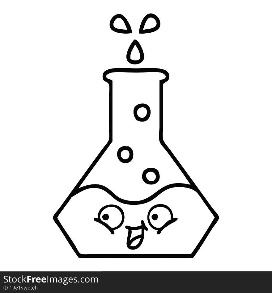 line drawing cartoon science beaker