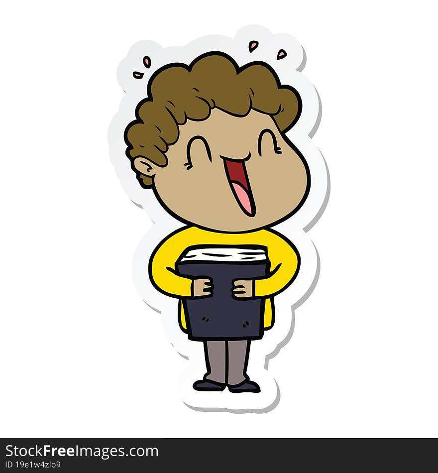 sticker of a cartoon happy man