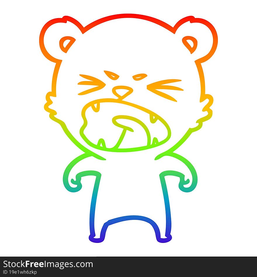 rainbow gradient line drawing angry cartoon bear