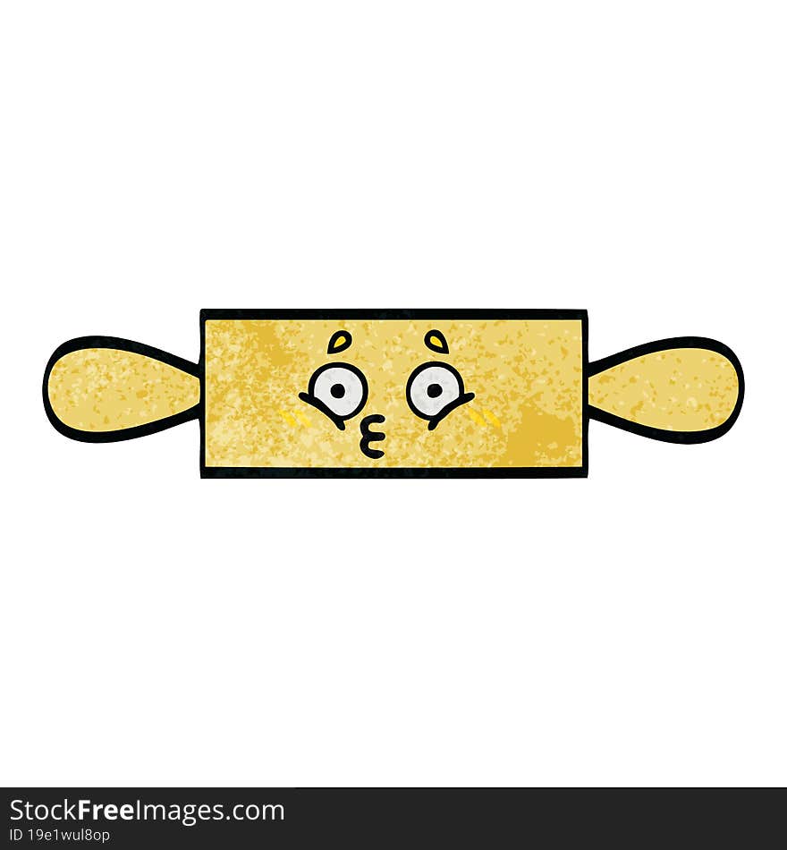 retro grunge texture cartoon of a rolling pin