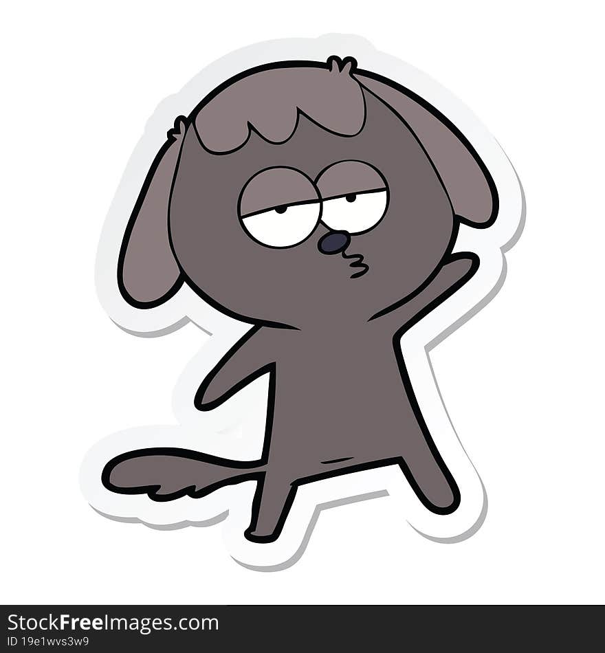 sticker of a cartoon bored dog