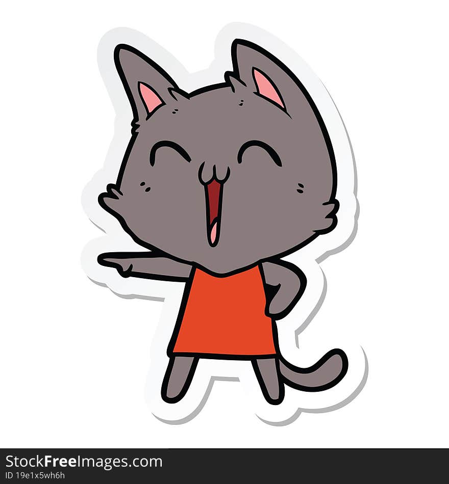 Sticker Of A Happy Cartoon Cat