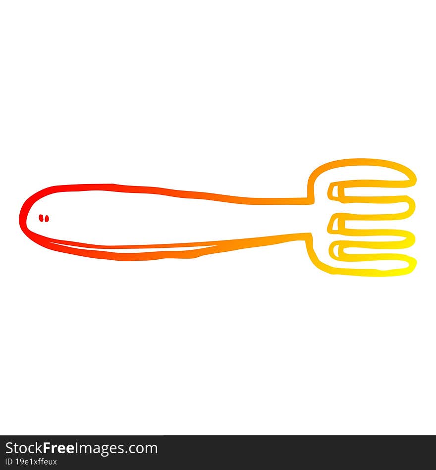 Warm Gradient Line Drawing Cartoon Fork