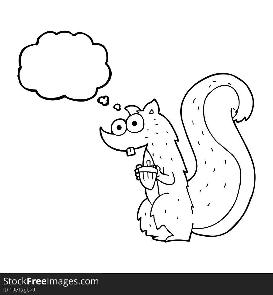 thought bubble cartoon squirrel with nut