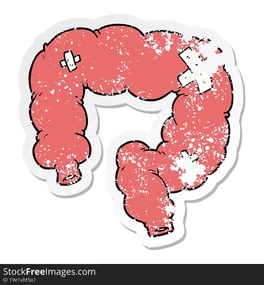 Distressed Sticker Of A Cartoon Colon