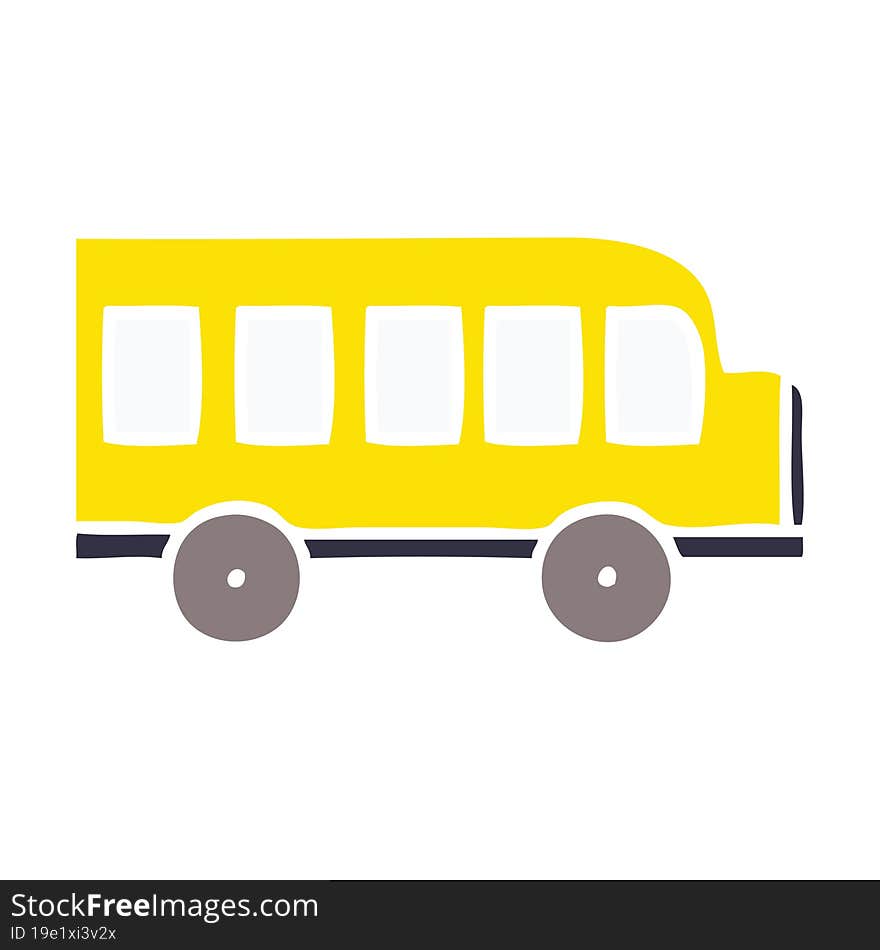 flat color retro cartoon of a school bus