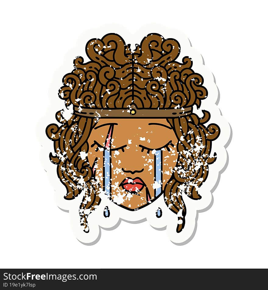 Retro Tattoo Style crying human barbarian. Retro Tattoo Style crying human barbarian