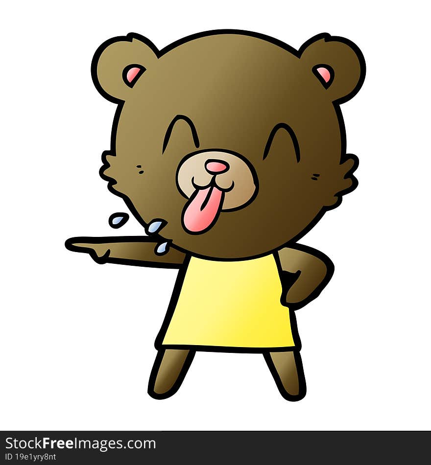 rude cartoon bear pointing. rude cartoon bear pointing