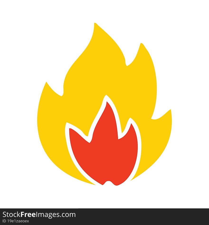 flat color retro cartoon fire