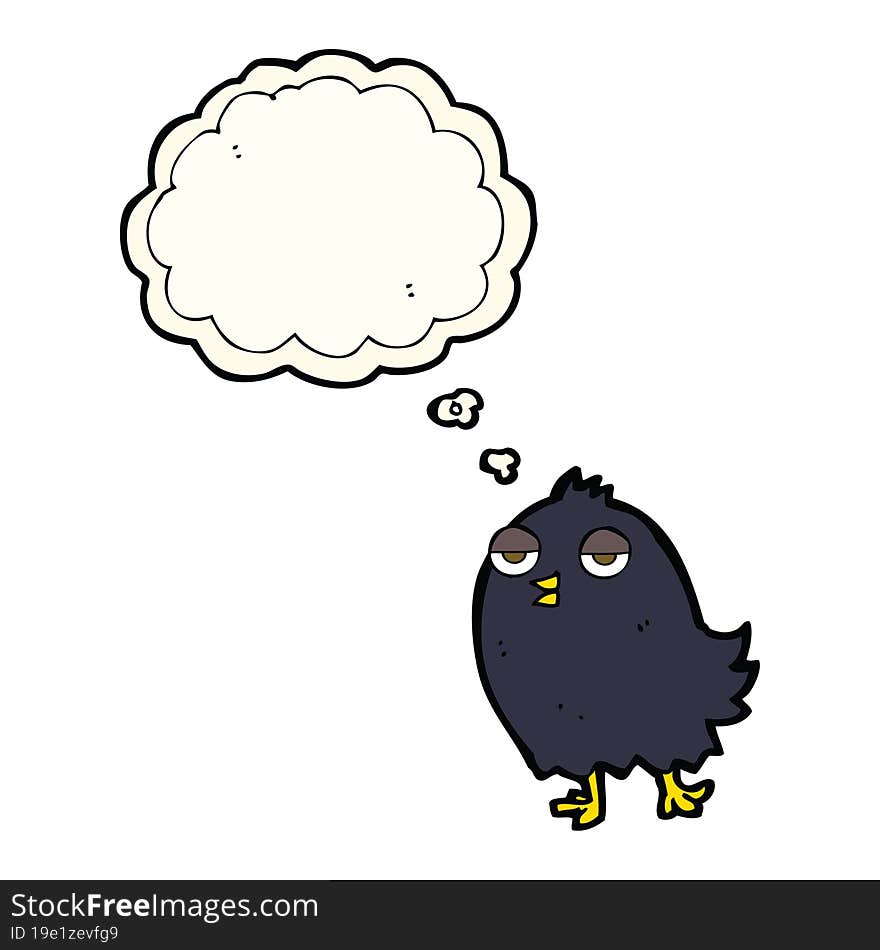 Funny Cartoon Bird With Thought Bubble