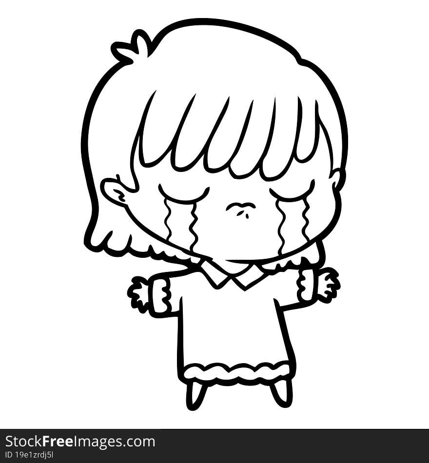 cartoon woman crying. cartoon woman crying