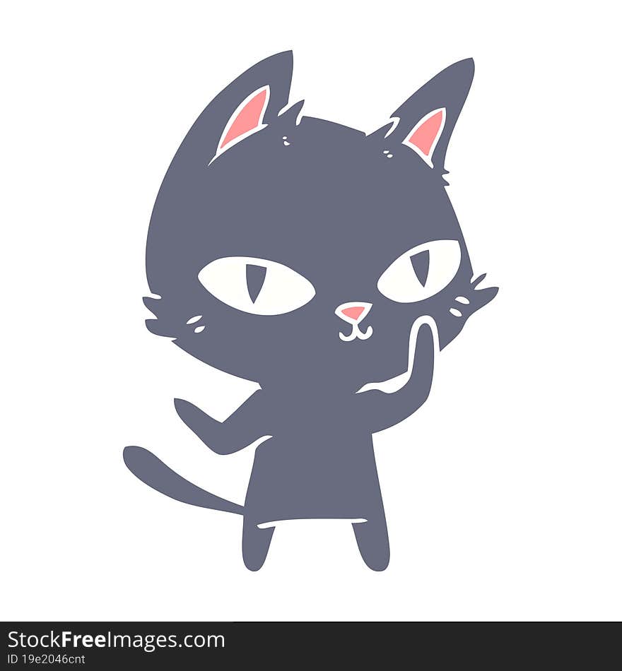 flat color style cartoon cat staring