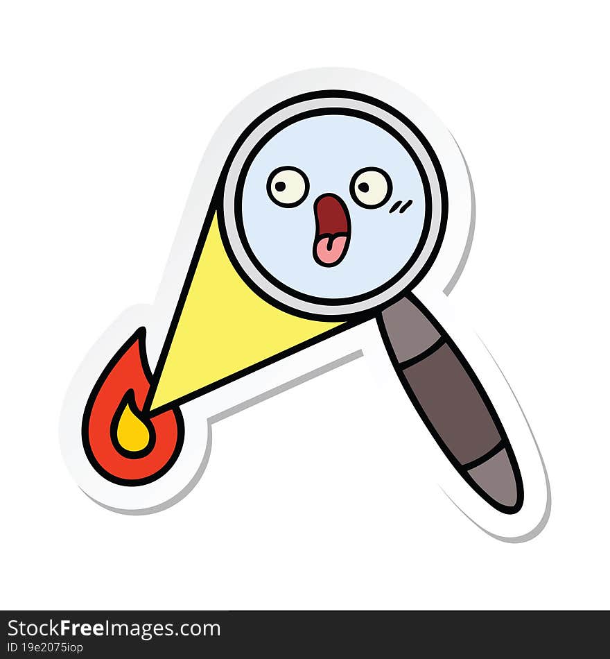 sticker of a cute cartoon magnifying glass