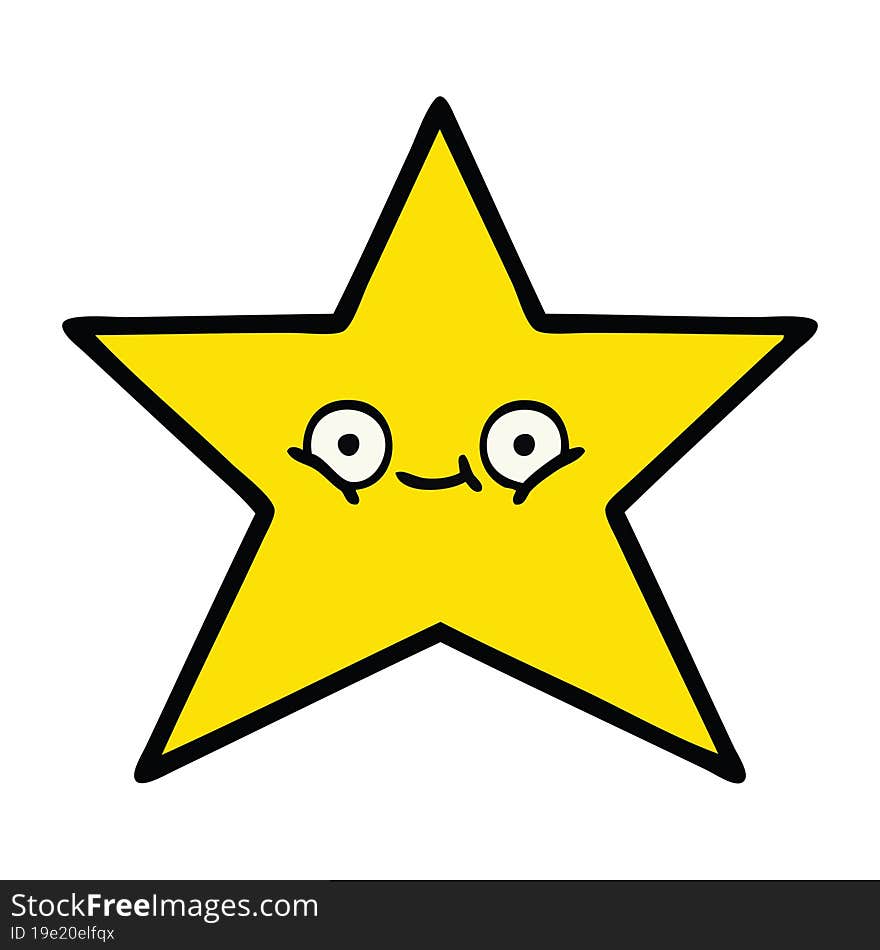 cute cartoon of a gold star. cute cartoon of a gold star