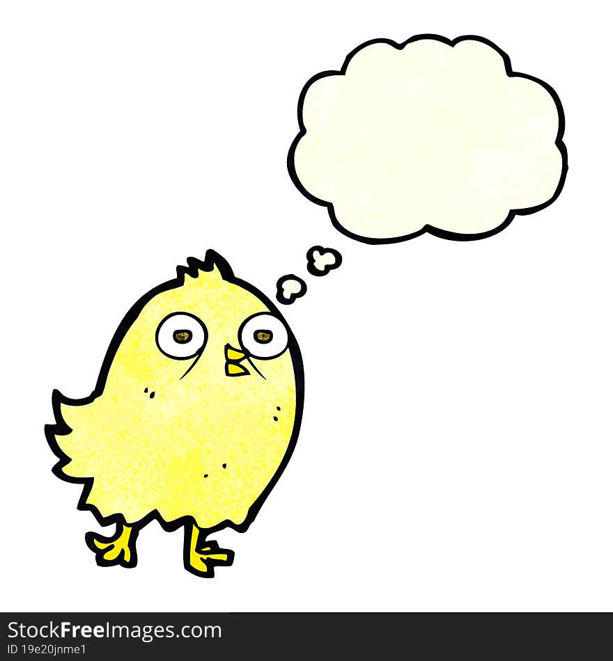 Funny Cartoon Bird With Thought Bubble