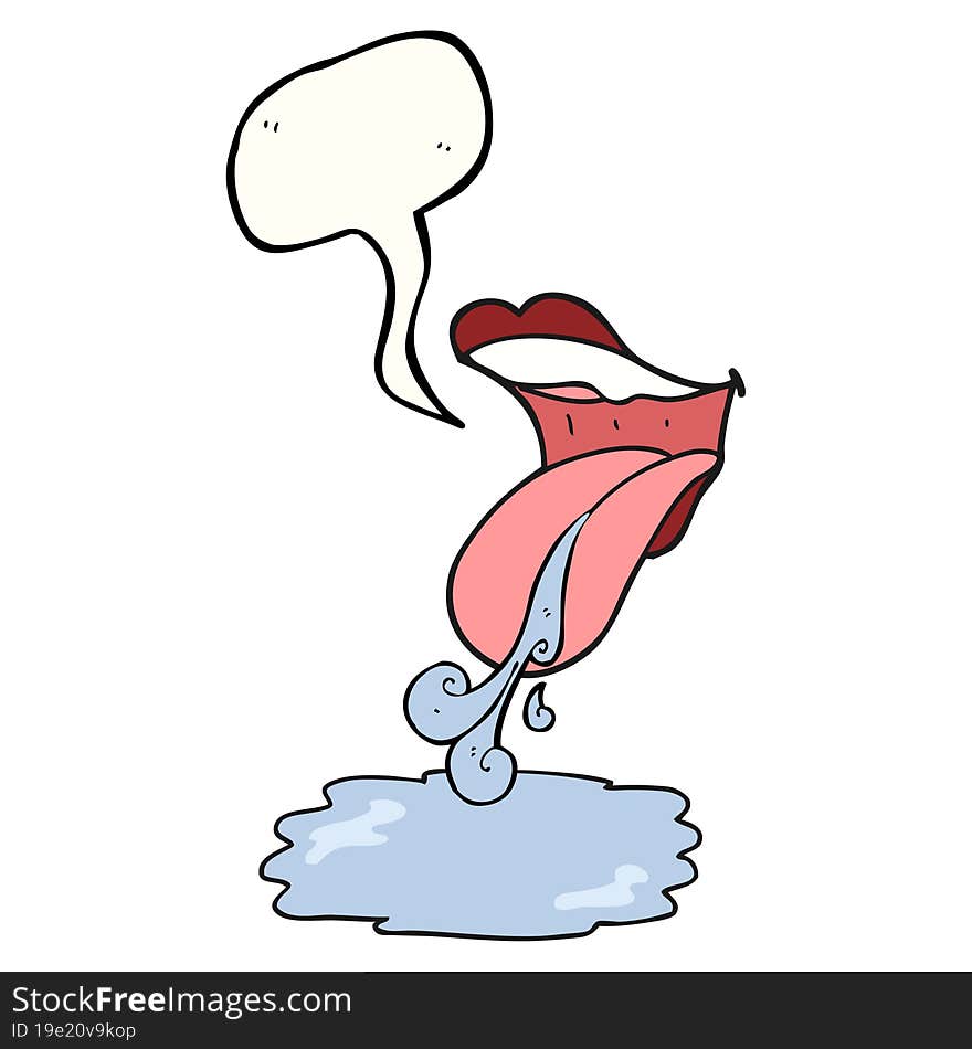 freehand drawn speech bubble cartoon mouth drooling