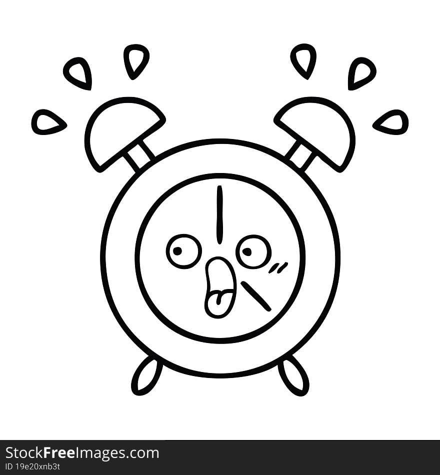 line drawing cartoon alarm clock