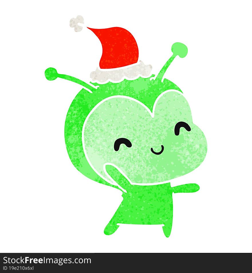 christmas retro cartoon of kawaii alien