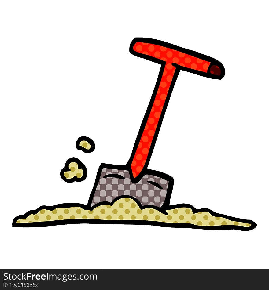 Cartoon Doodle Shovel In Dirt