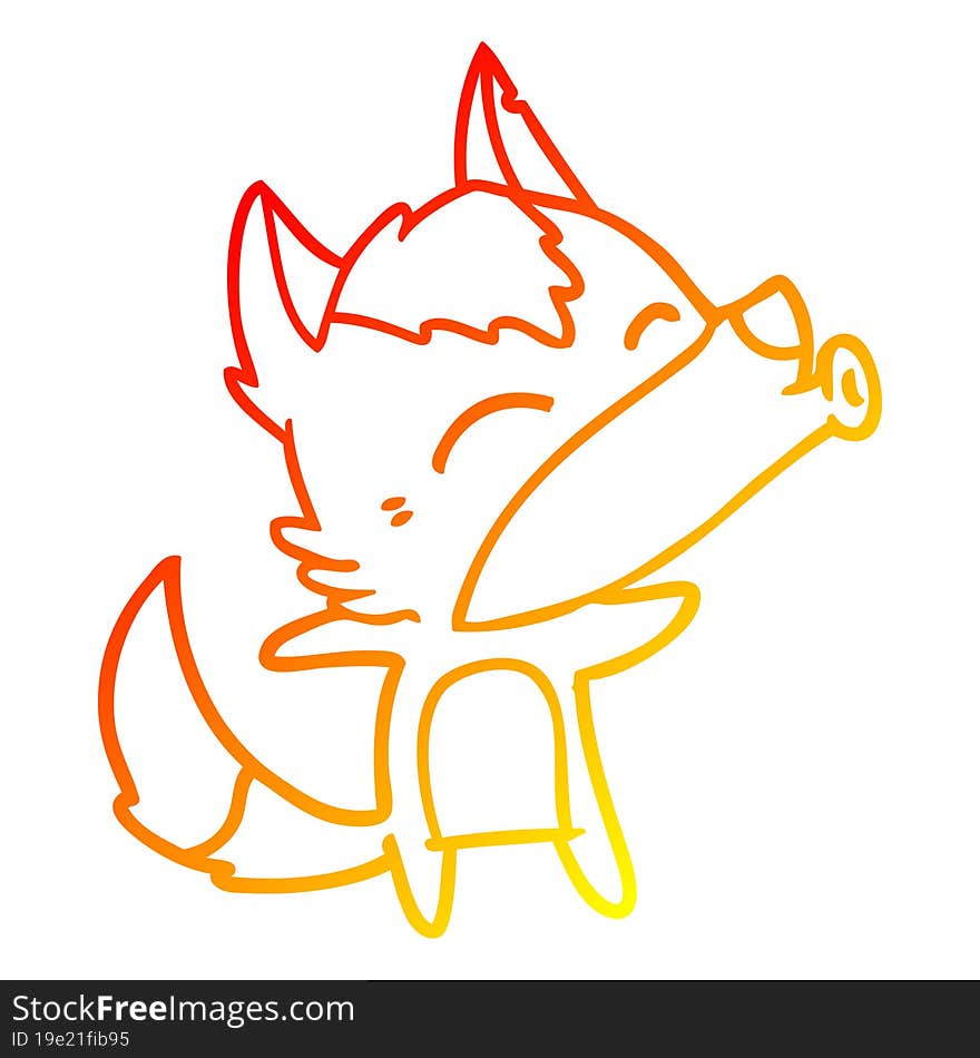 warm gradient line drawing cartoon howling wolf