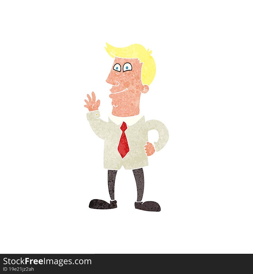 Retro Cartoon Waving Man