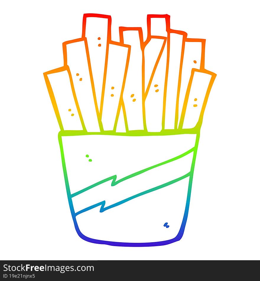 rainbow gradient line drawing cartoon box of fries