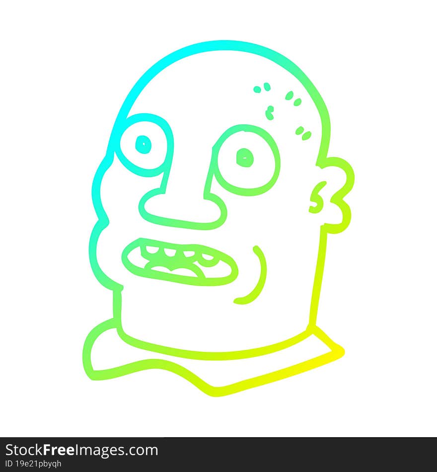 cold gradient line drawing of a cartoon head man