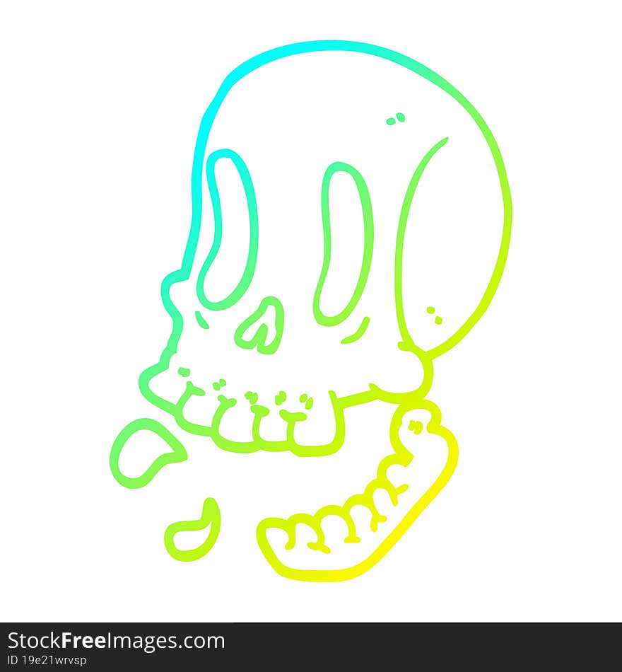 cold gradient line drawing cartoon skull