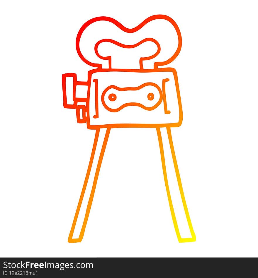 warm gradient line drawing of a cartoon film camera