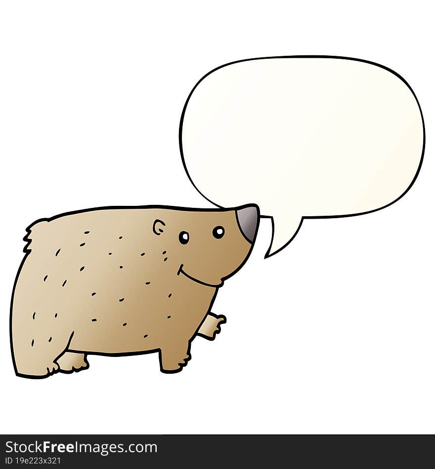 cartoon bear and speech bubble in smooth gradient style
