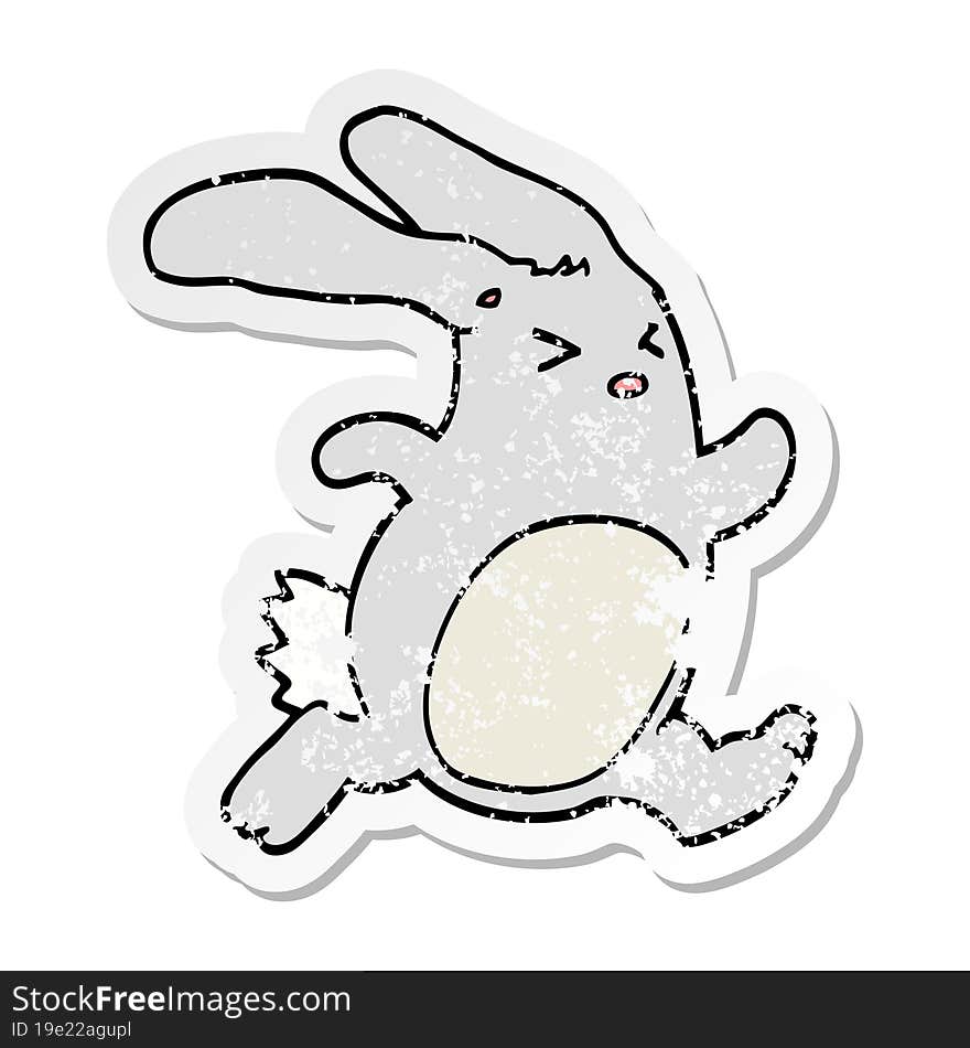 Distressed Sticker Of A Cartoon Rabbit