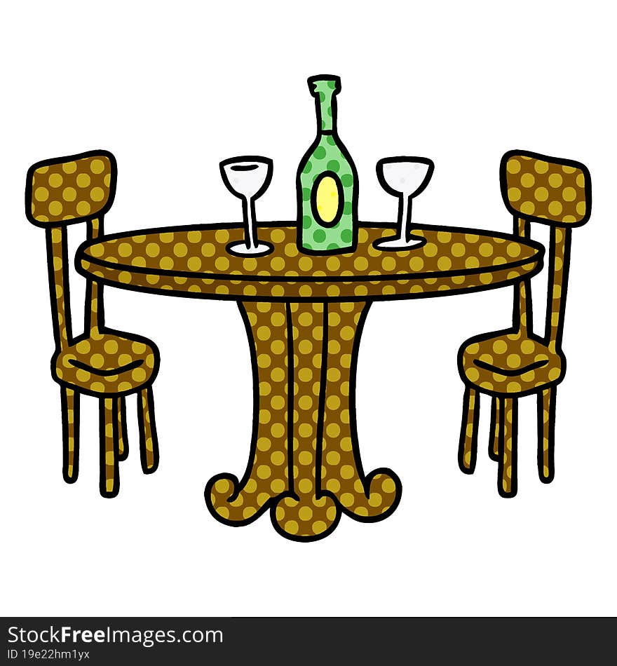 hand drawn cartoon doodle dinner table and drinks