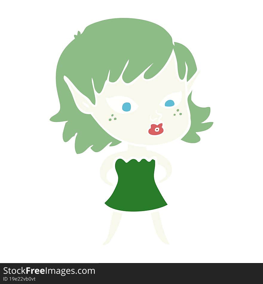 pretty flat color style cartoon elf girl