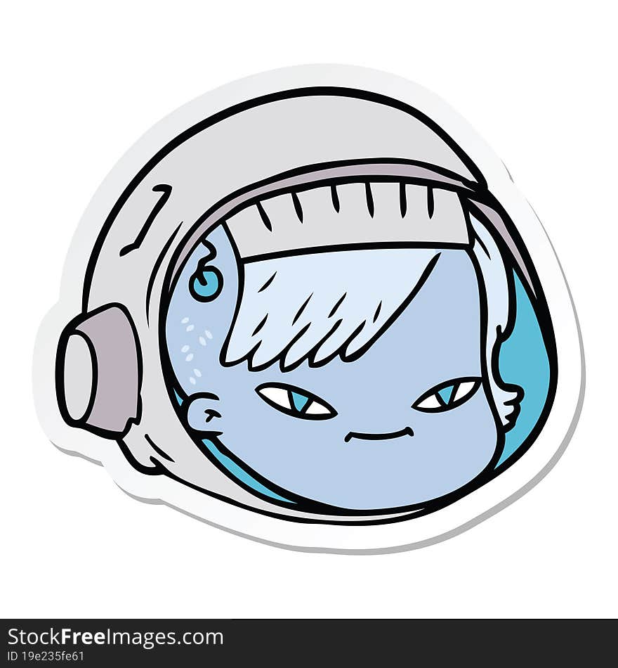 sticker of a cartoon astronaut face