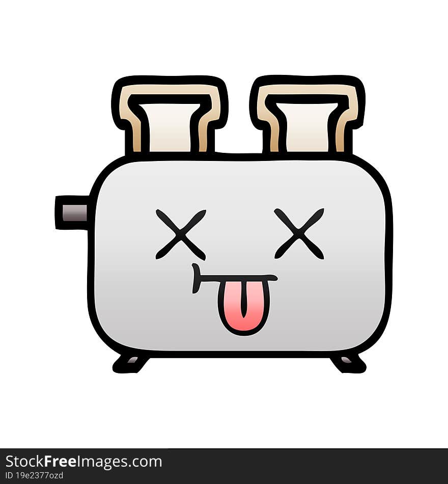 gradient shaded cartoon of a of a toaster