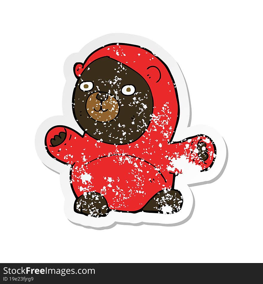 retro distressed sticker of a cute cartoon black bear